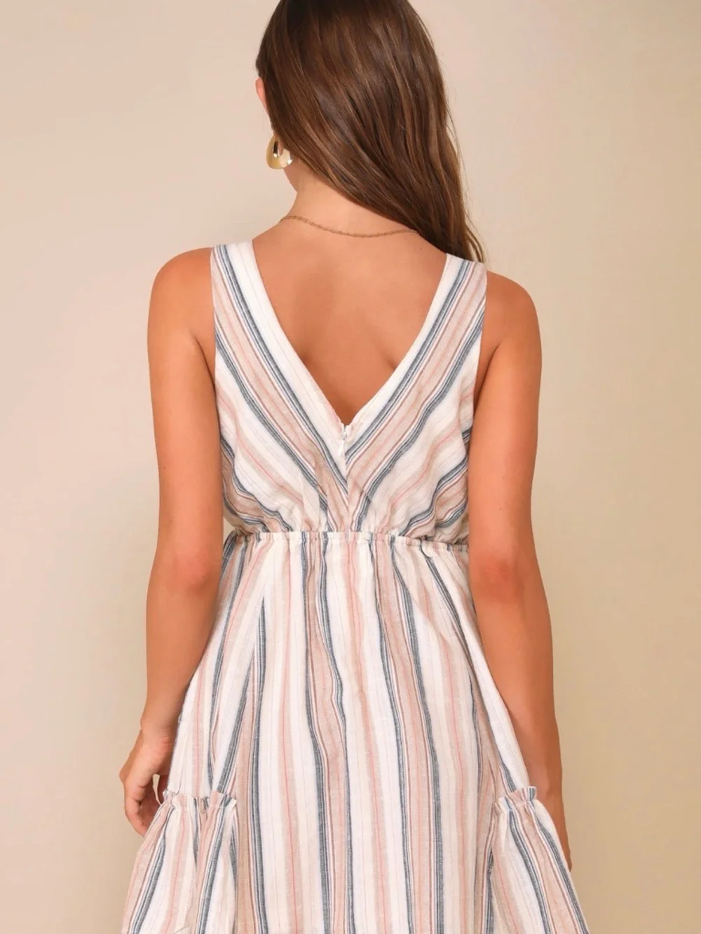 Lulus Precious Destiny Cream Multi Striped Mini Dress with Pockets - Picture 3 of 9